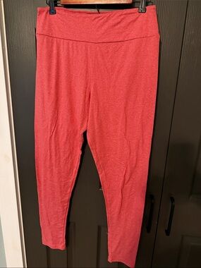LuLaRoe Coral Red Pull-On Tall & Curvy Leggings